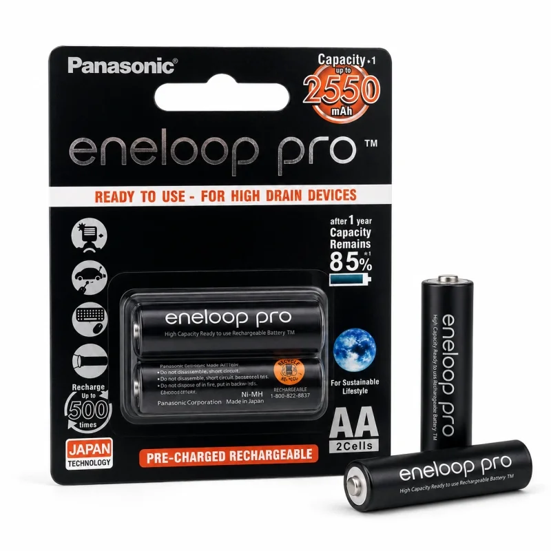 باتری قلمی eneloop pro قابل شارژ 2550mAh دوتایی مارک Panasonic