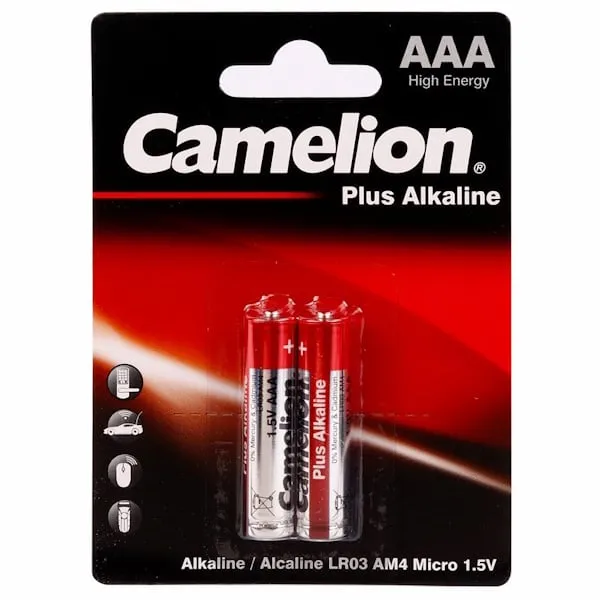 باتری نیم قلمی آلکالاین دوتایی مارک Camelion پک Plus Alkaline